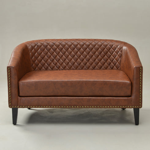 Logan Faux Leather Tufted Loveseat | Fabric Loveseat Couch | Kinwell Furniture | Modern Loveseats & Comfortable Loveseat Sofa Couches